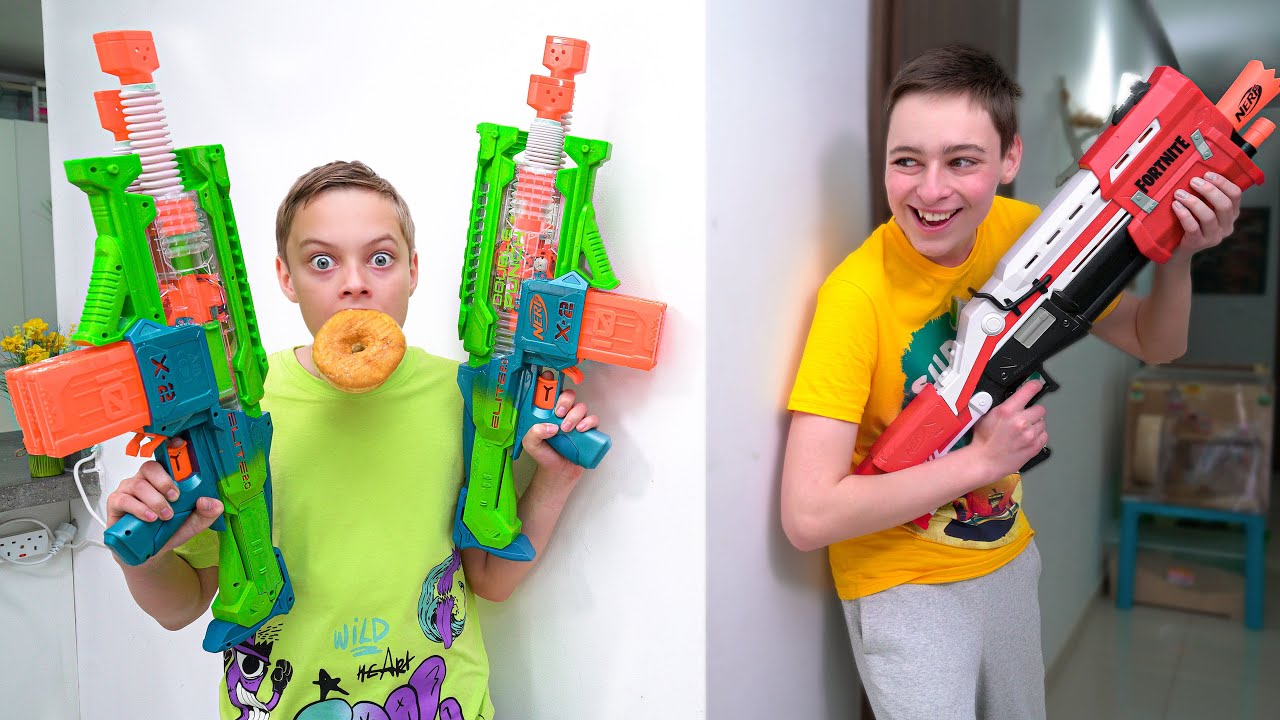 NERF Battle for Last Donut with my Sneaky Brother🤣