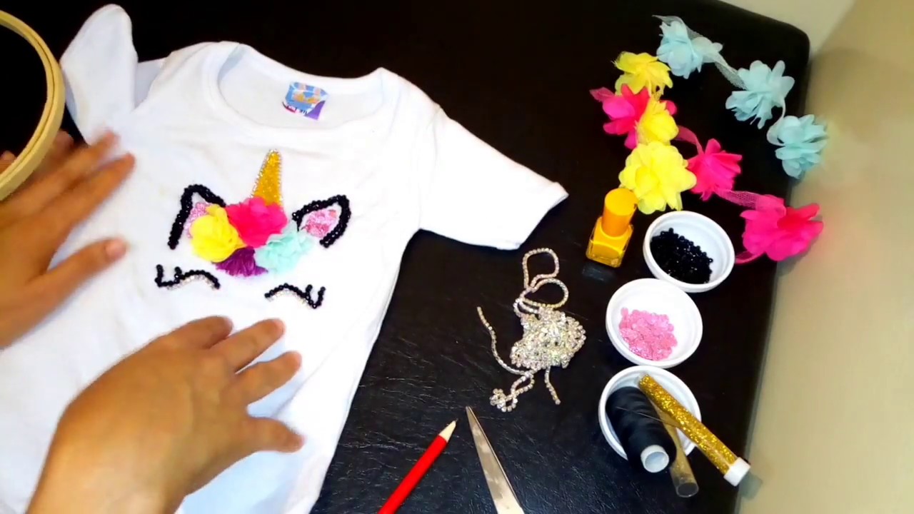 فستان الحفلة:عمل اليونيكورن على التشورت بطريقة سهلة \unicorn on t shirt\tutu dress birthday party