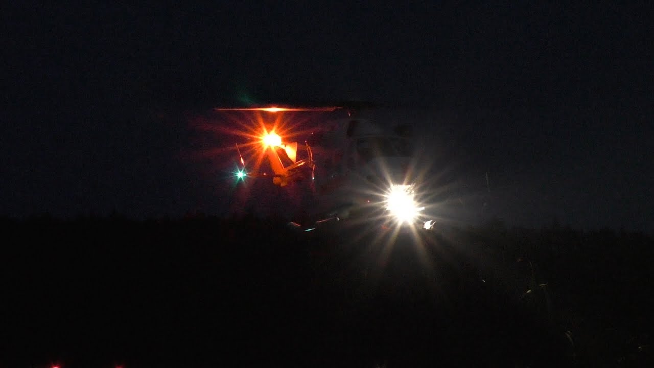 [HD] Air Ambulance 02 , Offshore Rescue Helicopter landing in Sunset
