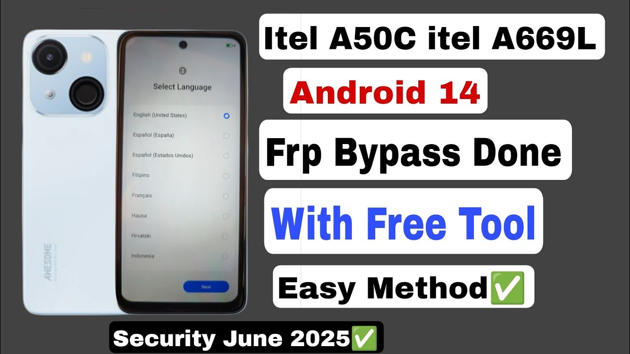 Itel A50C A669L Android 14 Frp Bypass Done With Free Tool Easy Method