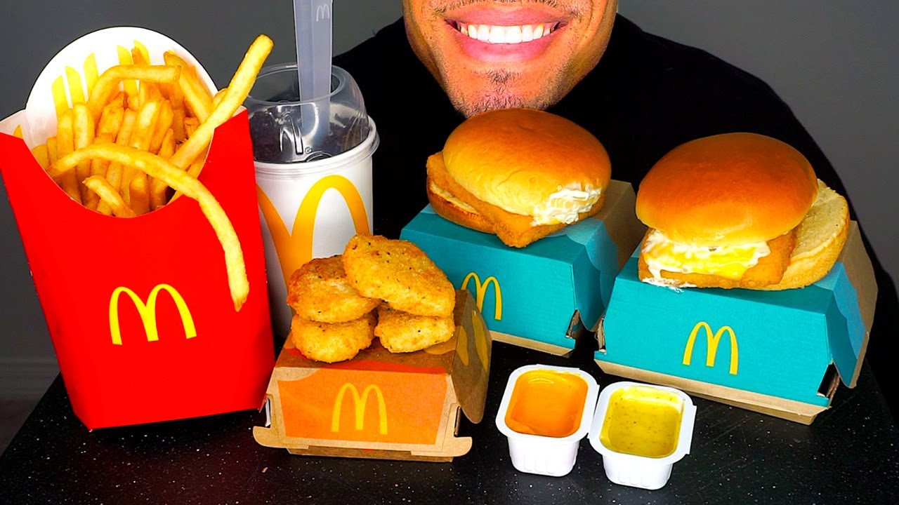 ASMR MCDONALD'S CHICKEN NUGGETS MUKBANG OREO MCFLURRY FILLET FISH FRIES EATING SHOW SOUND