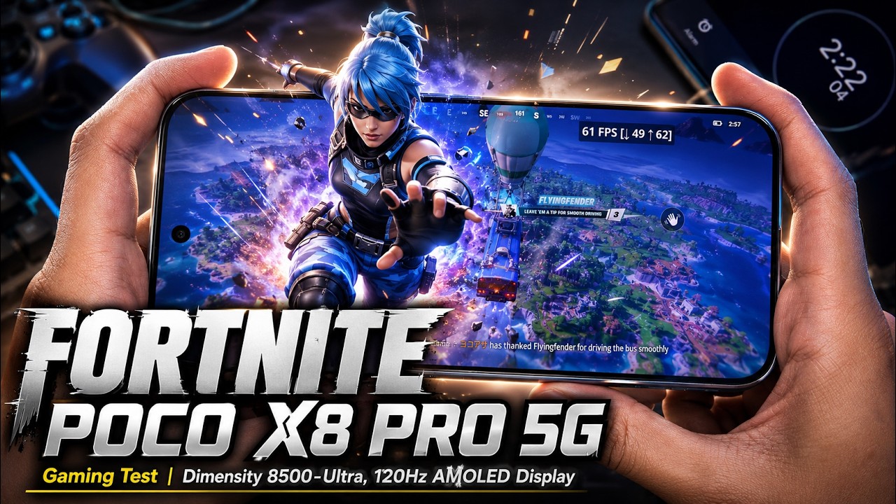 POCO X8 Pro Fortnite Gaming Test | Dimensity 8500-Ultra, 120Hz AMOLED Display