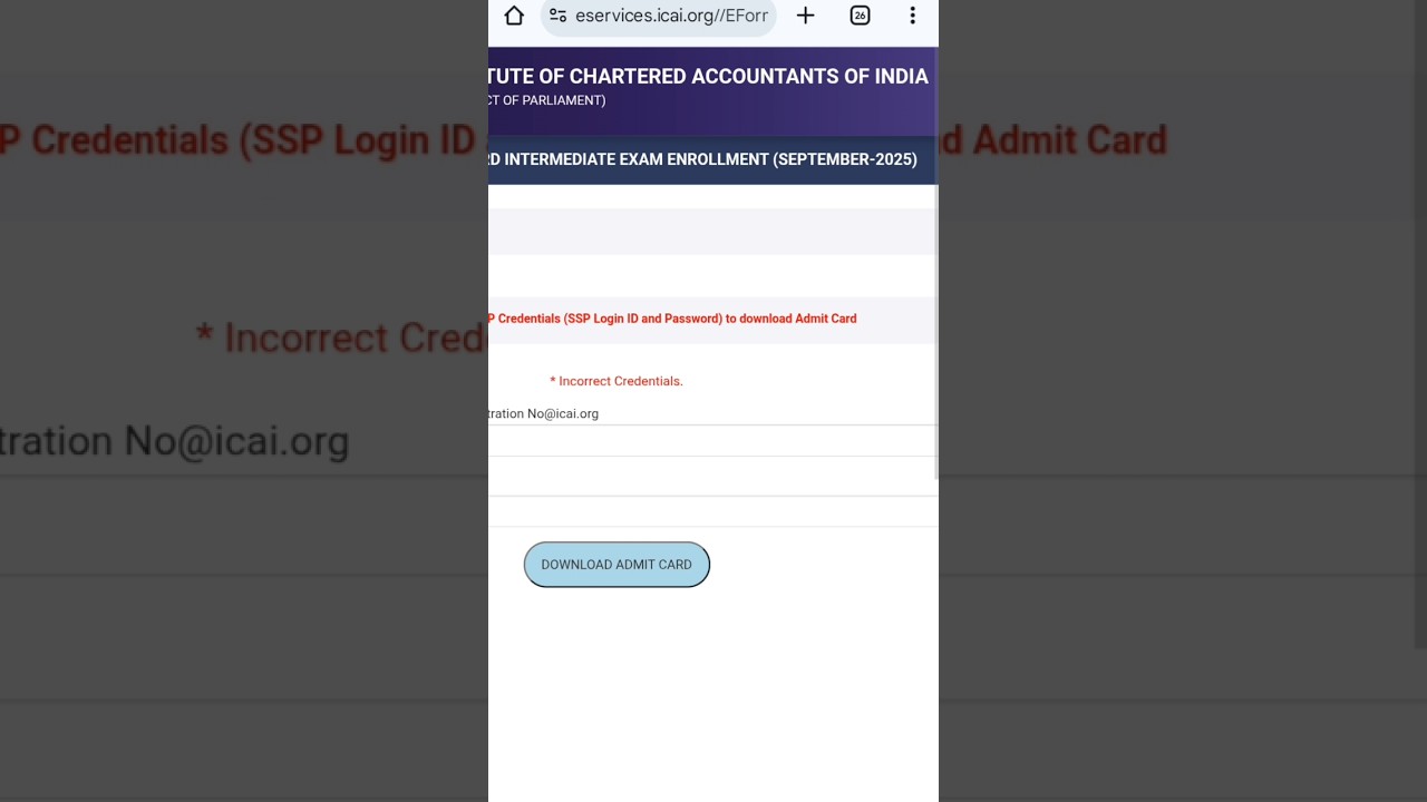 How to download ca inter september 2025 exam admit card✅|ca inter september 2025 admit card link out