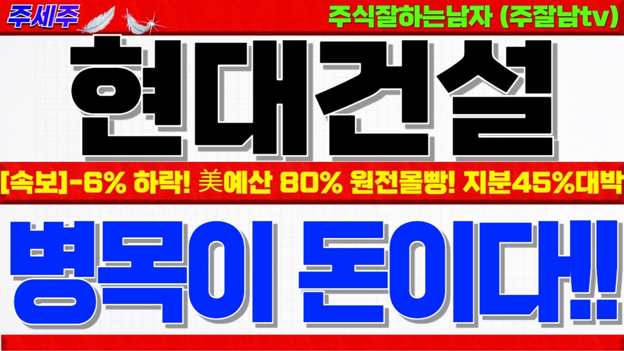 [현대건설 주가전망]-6% 하락!! 美이란 협상 파토!! 오히려 큰 기회!! 미국DOE 80% 원전 몰빵!! 더 쎄게 갑니다  #현대건설주가 #현대건설목표가 #현대건설대응