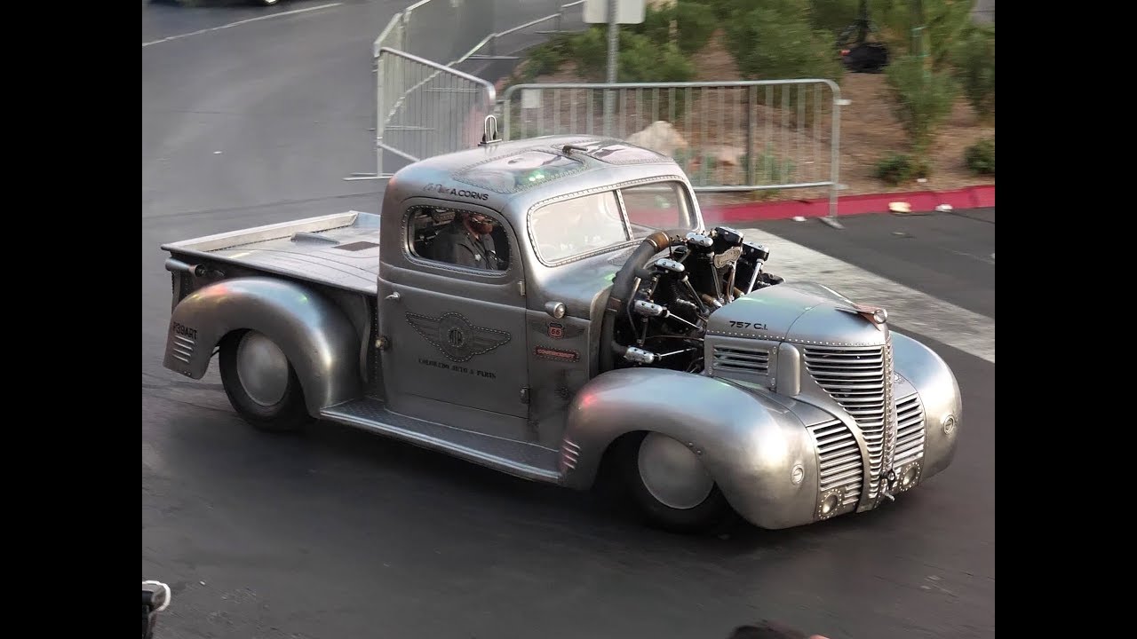 1939 Plymouth Radial Air - 7 Cylinder Cessna Aircraft Engine Pickup Truck Leaving SEMA Car Show