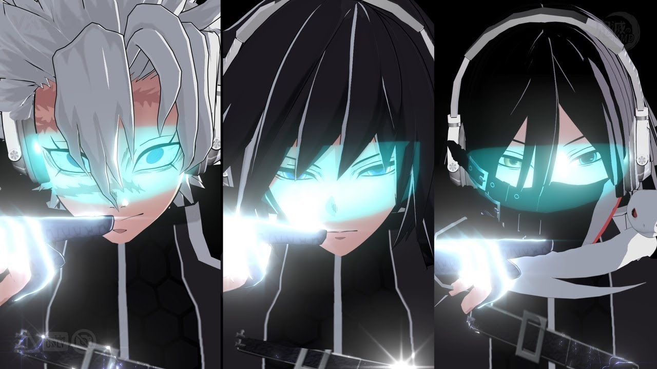 【鬼滅のMMD】一騎当千【義勇・実弥・小芭内】（非公式お着替え）1080p