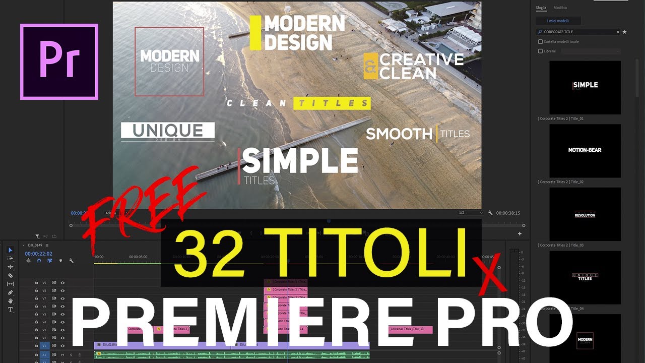 32 TITOLI GRATIS PER PREMIERE PRO - Free Essential Graphics .MOGRT