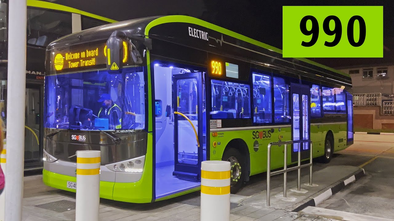 [Electric Bus] Night ride onboard demonstrator Volvo BZL bus [SG4007T] (Service 990)