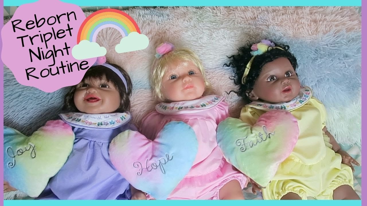 Reborn Triplet Night Time Routine Realistic Rainbow Baby Dolls