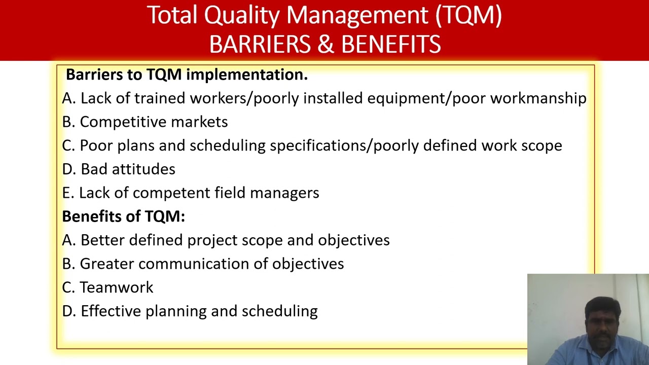 TQM Unit  1 TQM implementations barriers and advantages