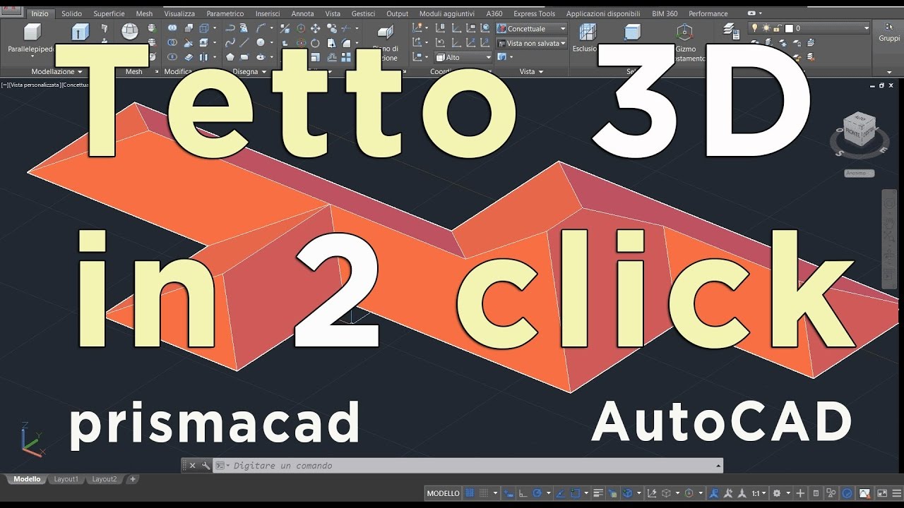Tetto a padiglione 3D in 2 click con AutoCAD