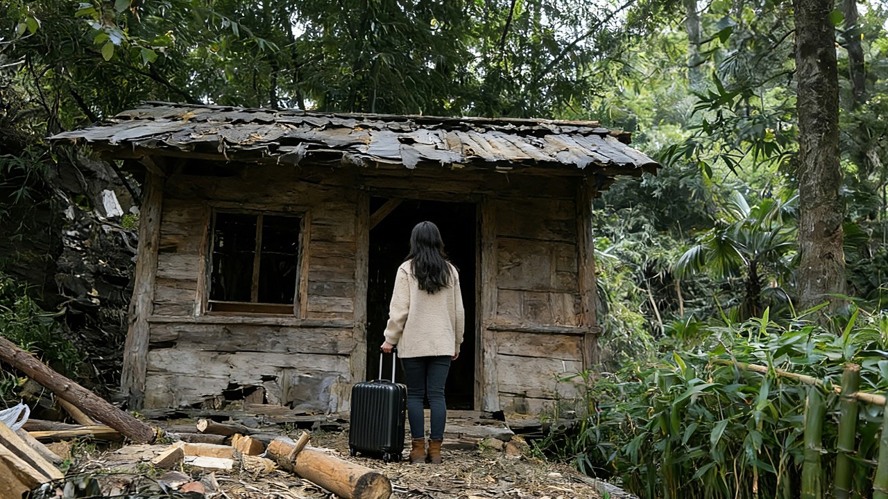The girl went to the mountains alone to live an offline life.