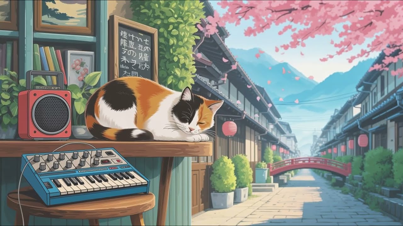 Cherry blossom petals flying in the wind 🌸🎐 Lofi Japanese Vibes to Work, Study, Relax