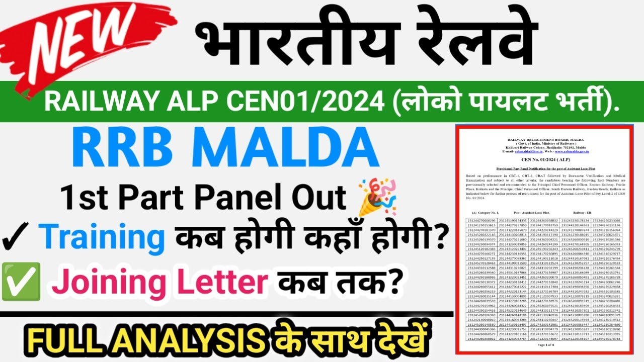 🎉 RRB Malda ALP Panel List 2026: Kab Aayega Joining Letter? ✉️ Training Kahan Hogi? #rrbalp 