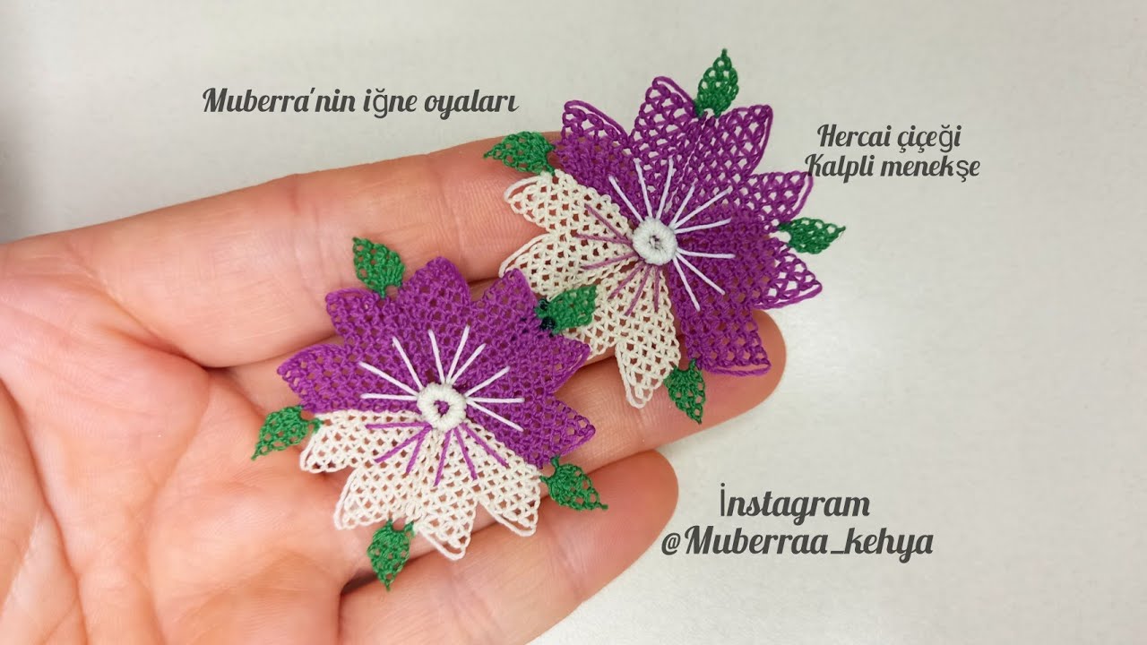 hercai çicegi , menekşe, Japon çiçeği, kalpli menekşe yapılışı #knitting #igneoyasi