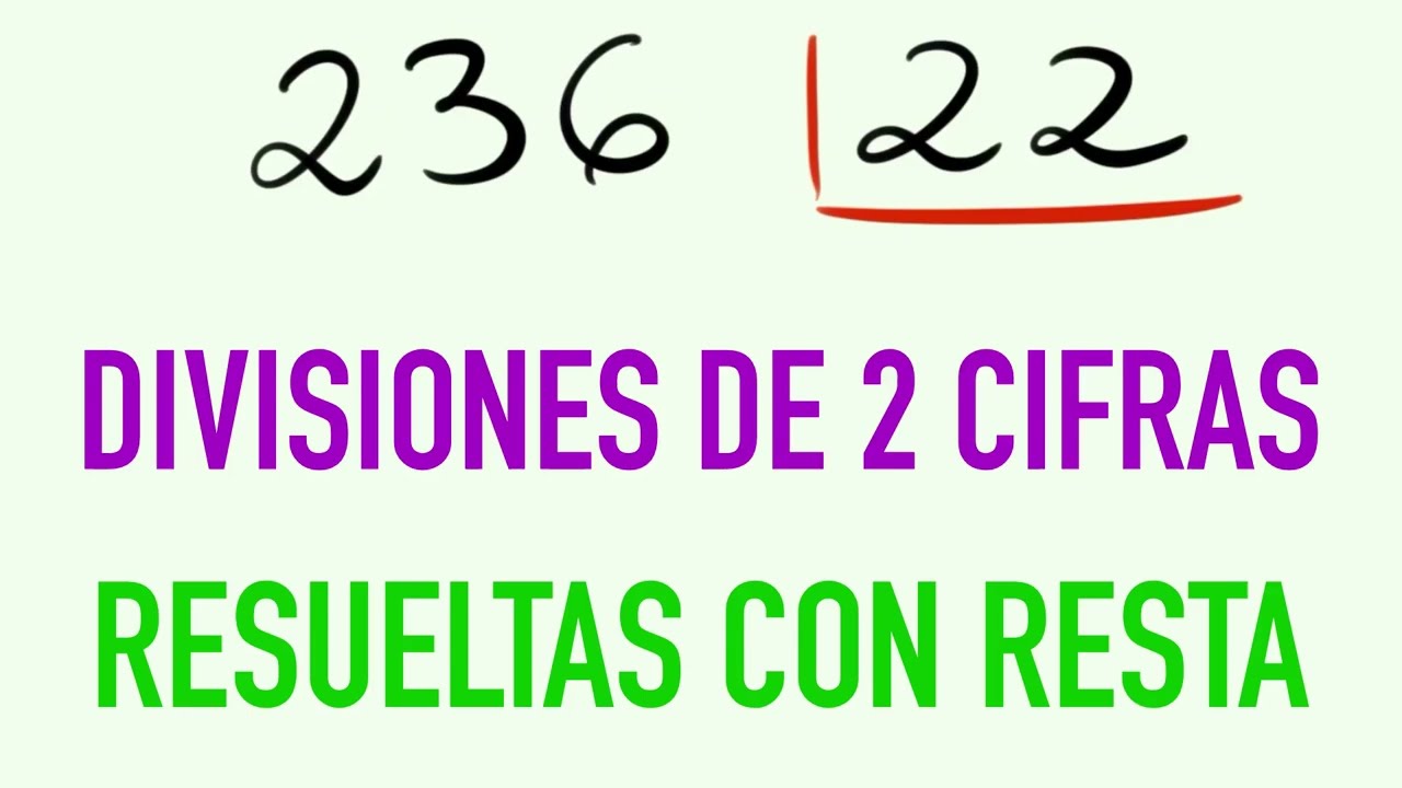 Divisiones de dos cifras resueltas con resta 236 entre 22