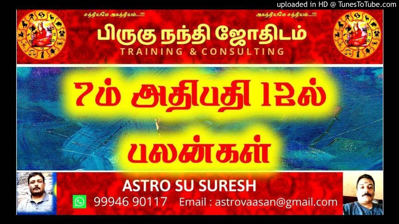 7ம் அதிபதி 12ல் - பலன்கள்  | 7th Athibathi in 12th Bhavam |  பிருகு நந்தி ஜோதிடம் | #Astro_SU_Suresh