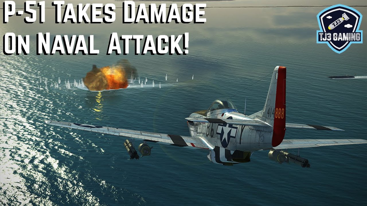 P-51 Mustang Takes Heavy Damage on a Naval Attack! IL2 Sturmovik Great Battles Dogfight Flight Sim