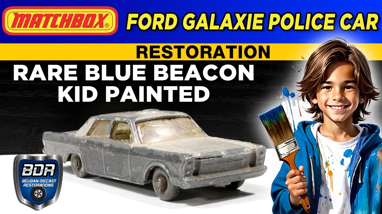 Restoring a kid painted rare blue beacon Matchbox 55C Ford Galaxie Police Car