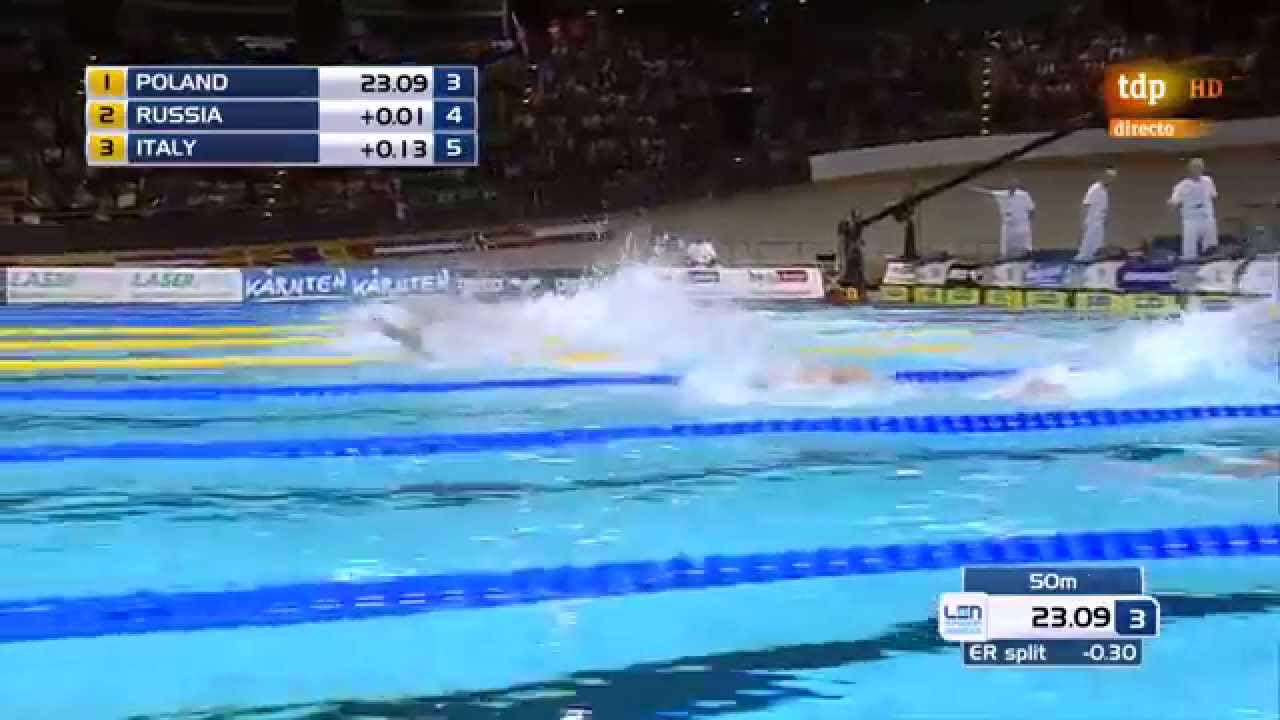 Men's 4x100m freestyle relay final LEN European Swimming Championships Berlin 2014 Germany