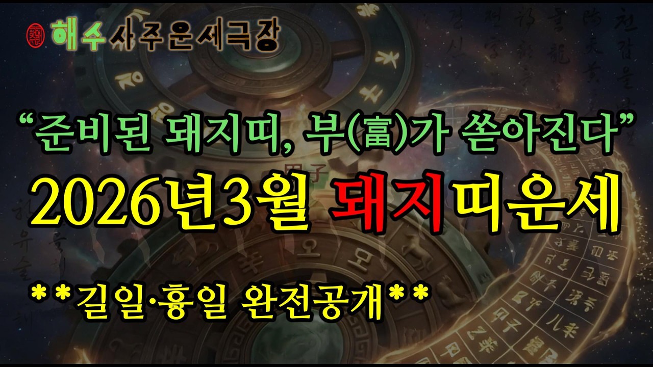 2026년 3월 돼지띠 운세 | 막혔던 천운, 삼월에 터진다! 병진월(丙辰月) 고난을 뚫고 대운을 움켜쥐는 비책 (감명 鑑明)