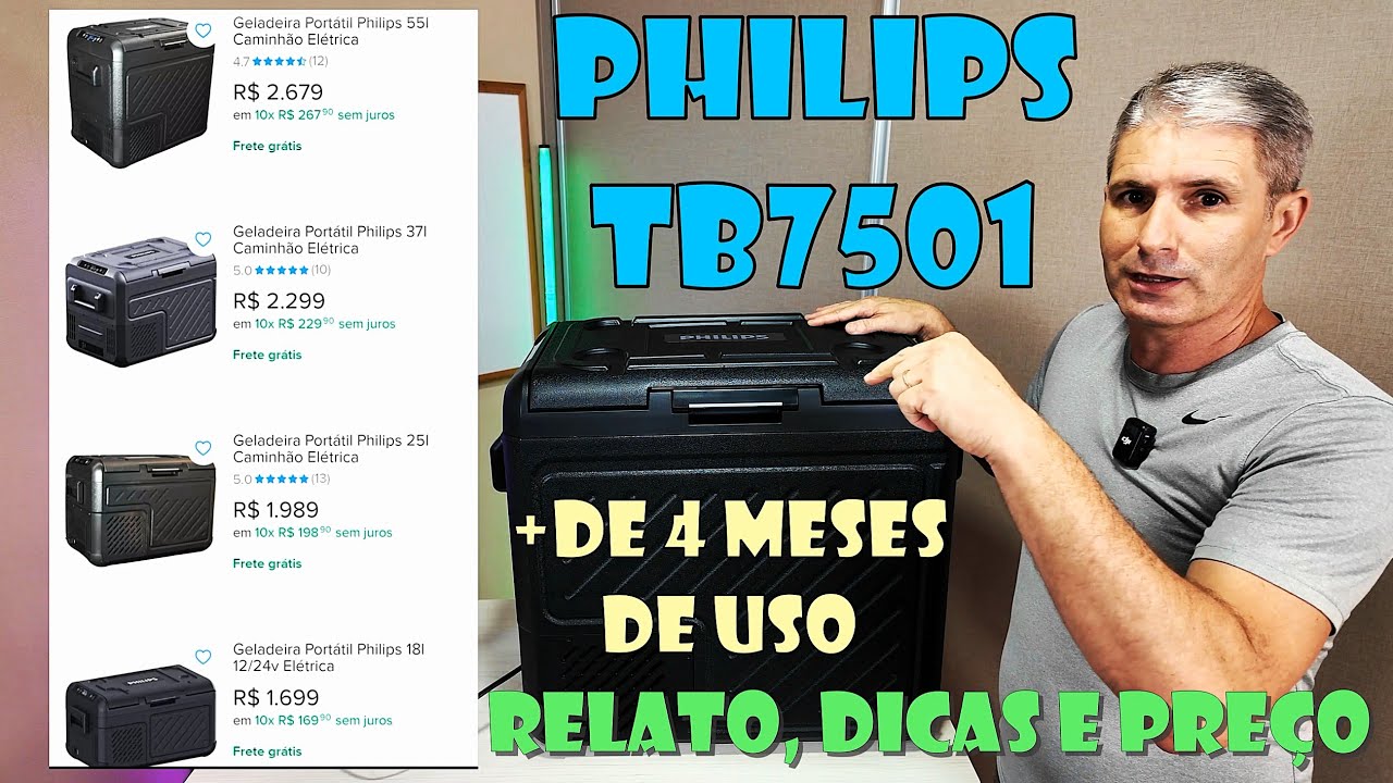 GELADEIRA PORTÁTIL PHILIPS DUAL ZONE 55LTS 12/24V APÓS + DE 4 MESES DE USO