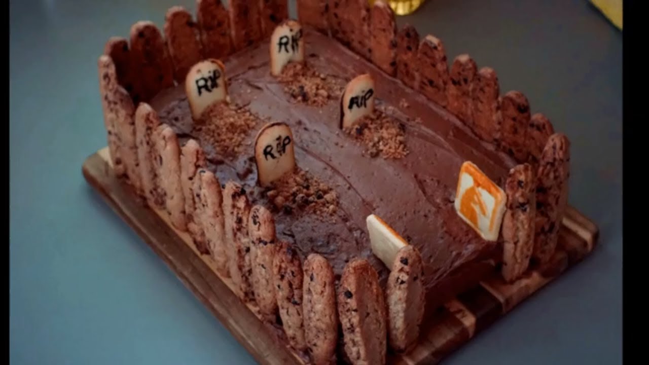 Easy Halloween Graveyard Cake!