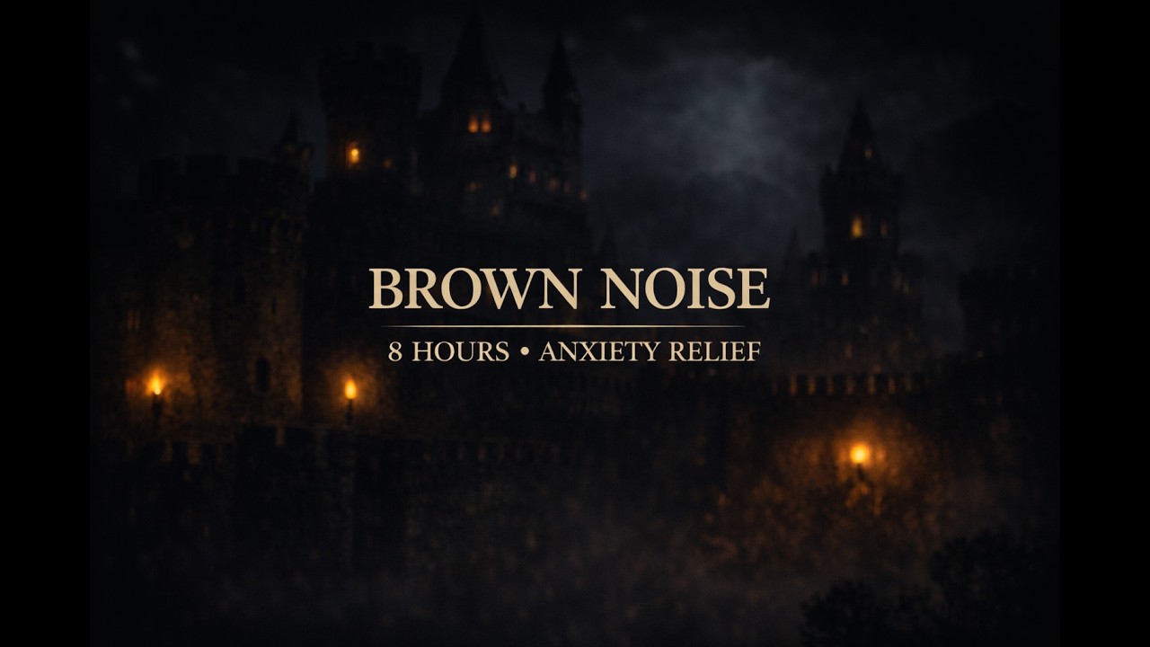 Brown Noise for Deep Sleep l 8 Hours l Castle Bedroom Fire Crackling l Anxiety Relief