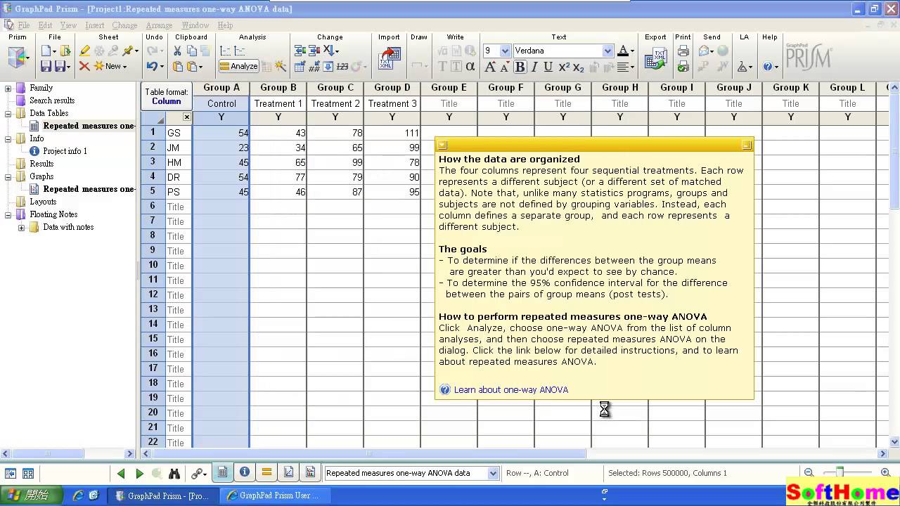 Tutorial for :  GraphPad Friedman test 教學