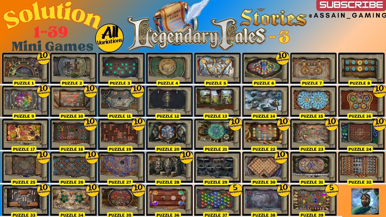 Legendary Tales 3 All Puzzles (All Variations)