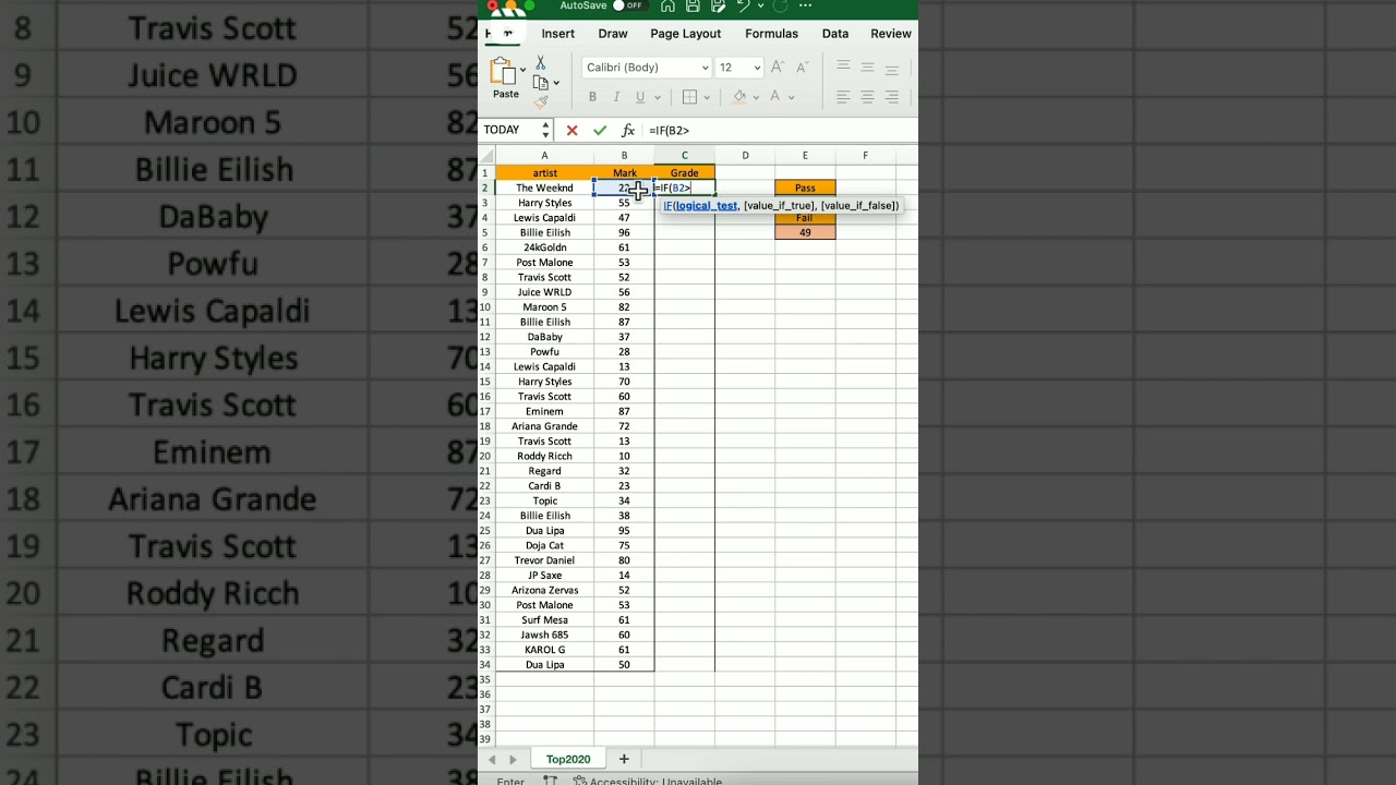 How to use grade formula in excel... #excel #shortvideo #examquestions #excelsolutions