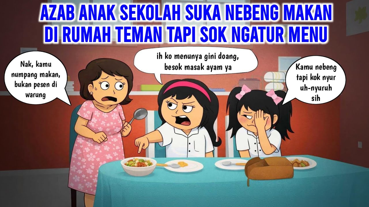 AZAB ANAK SEKOLAH SUKA NEBENG MAKAN DI RUMAH TEMAN TAPI SOK NGATUR MENU | ANIMASI AZAB