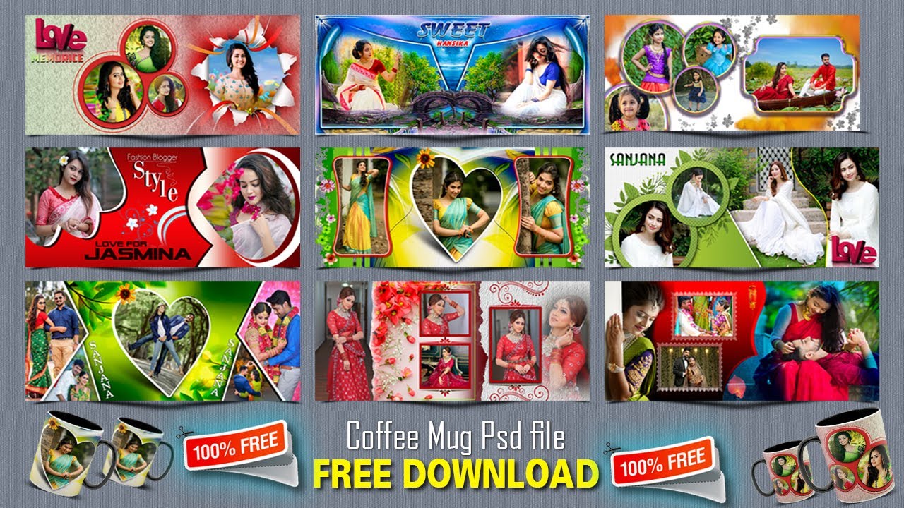 mug print design free download in Bangla/ how to customize mug design in Photoshop/by sunset trick