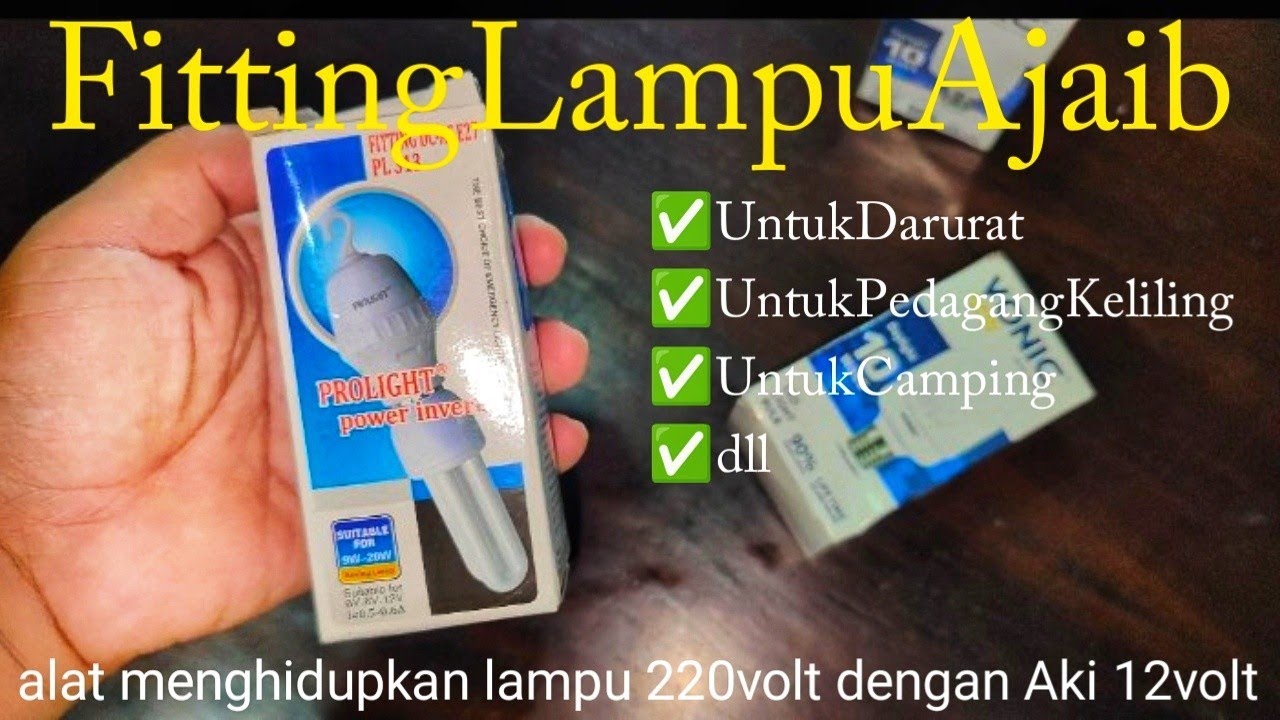 Fitting Lampu Ajaib Bisa hidupkan lampu 220volt AC dari Aki Accu 12volt DC Inverter Lampu Murah