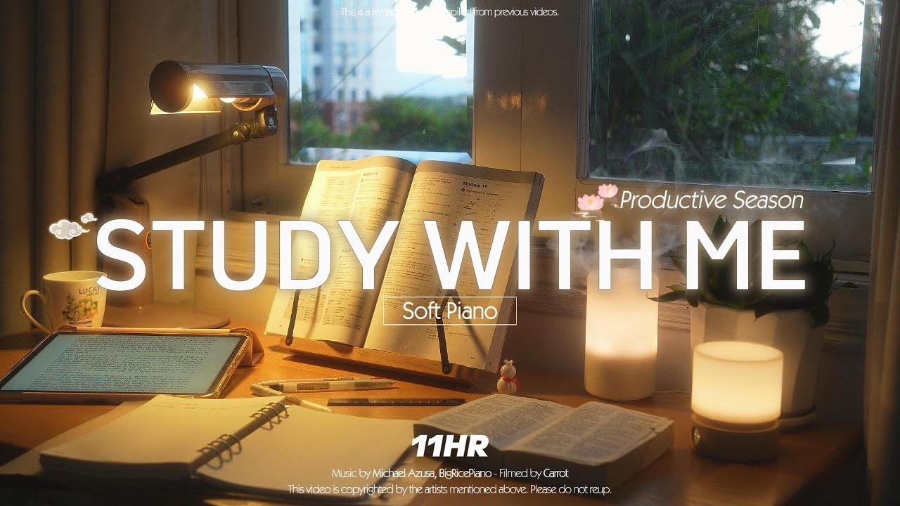 11-HOUR STUDY WITH ME  | Calm Piano🎹| Productive Season✨🔥 | Pomodoro 50-10