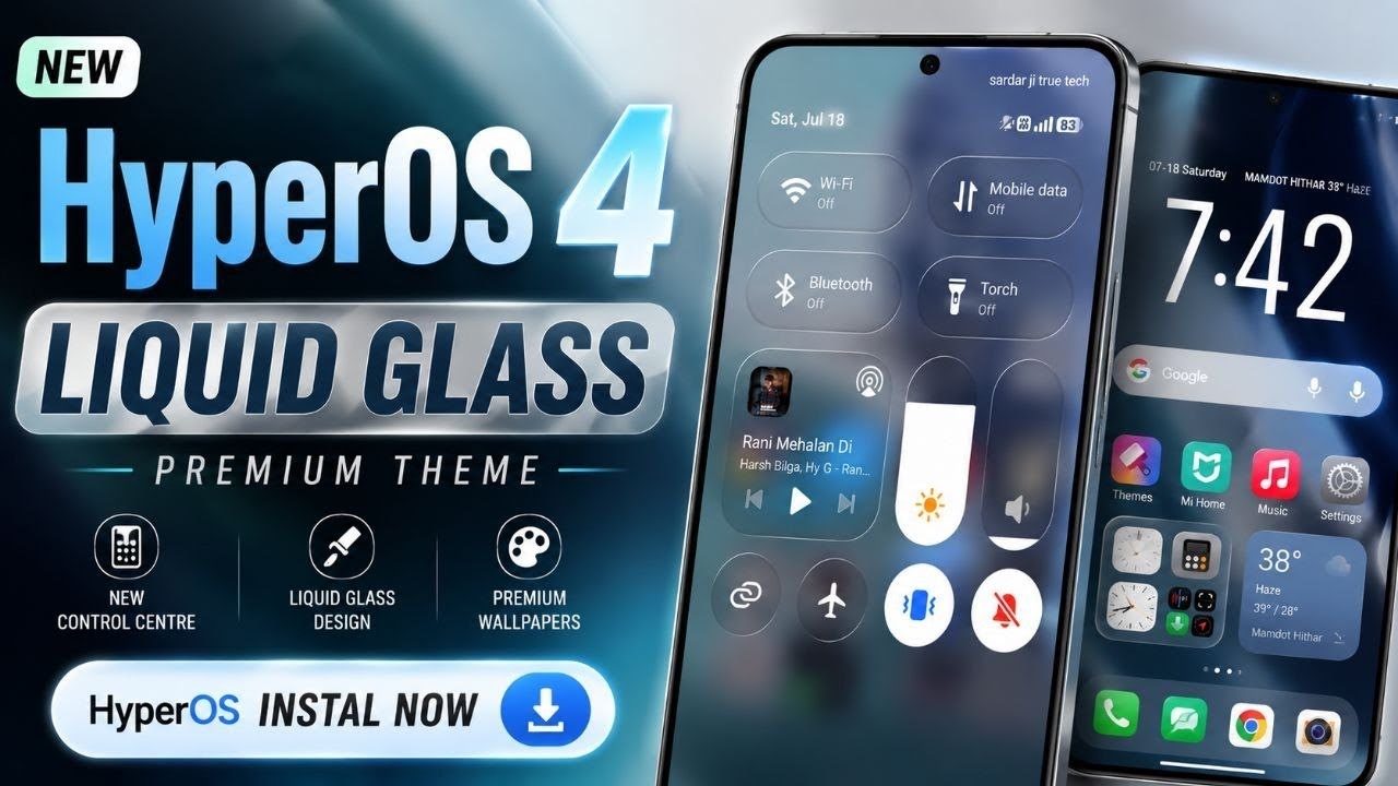 HyperOS 4 Liquid Glass Theme |Best iPhone Style Theme for Xiaomi | Xiaomi Redmi Install Now (2026) 