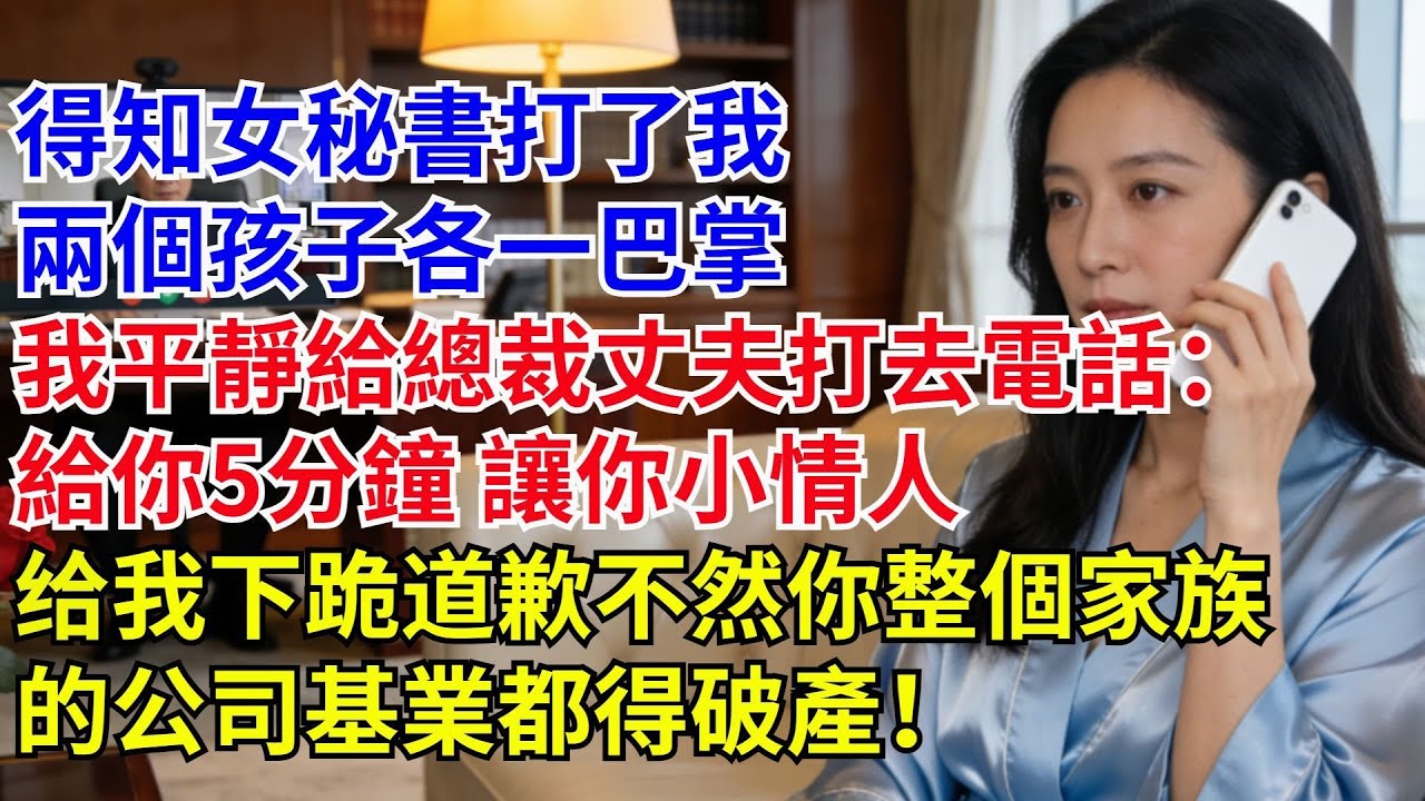 得知女祕書打了我兩個孩子各壹巴掌，我給總裁丈夫打去電話：讓妳小情人給我下跪道歉，不然妳整個家族的公司基業都得破產！#情感故事#爽文#婆媳關系#家庭生活#故事頻道