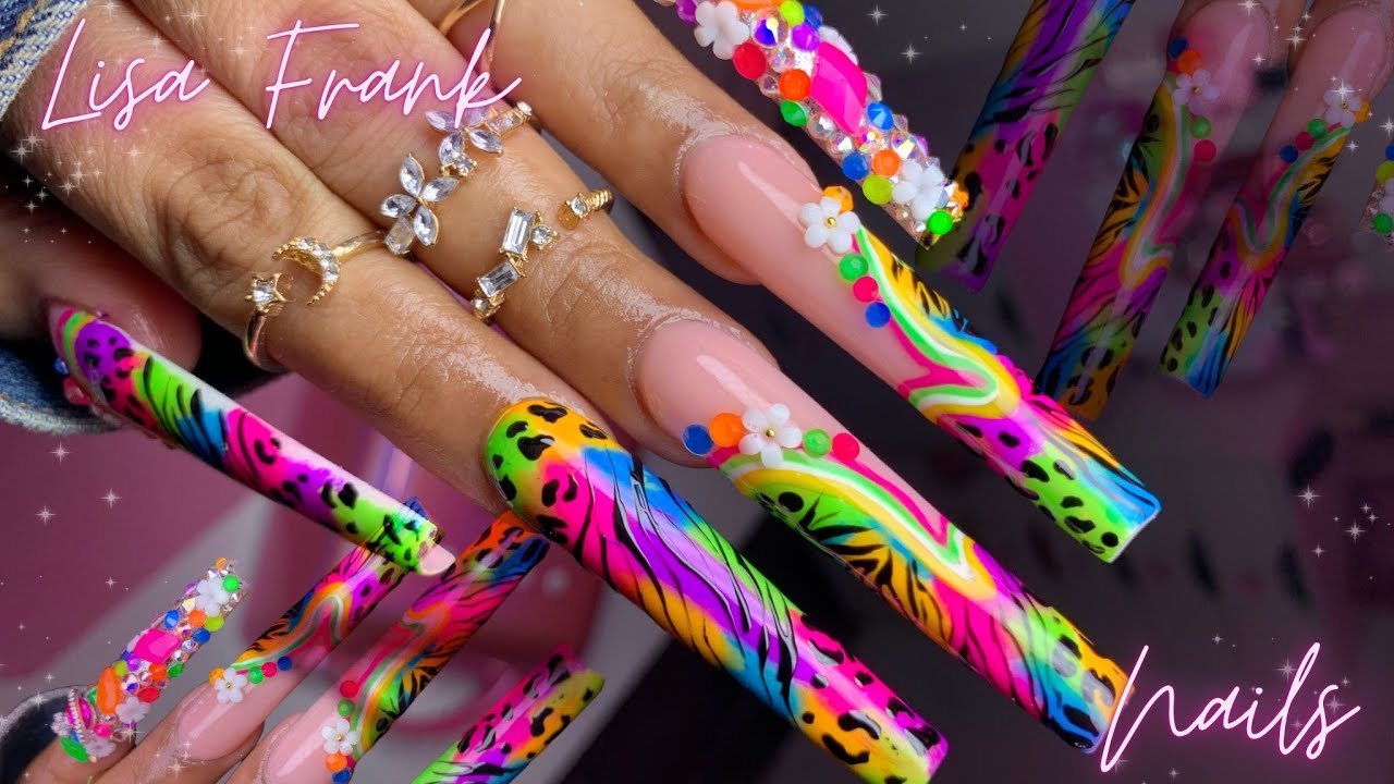 LISA FRANK NAIL INSPO/ XL ACRYLIC NAILS/ GEL NAIL ART