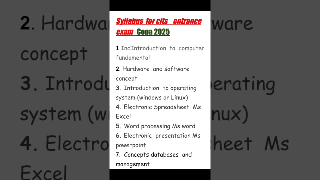 syllabus for cits entrance exam 2025