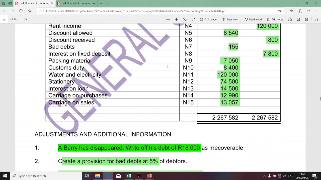 Financial Accounting N4 (Balance Sheet - Equity, Liability plus Notes - part 3.2) - Mr. K. Modisane