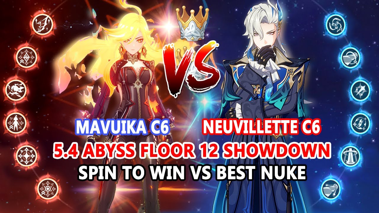 Mavuika C6 vs Neuvillette C6 Spin To Win : 5.4 Abyss Floor 12 Speed Run Showdown