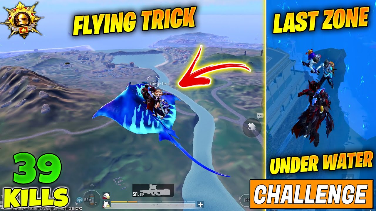 😱 OMG !! STINGRAY SECRET TRICK TO FLY OVER ERANGLE & CHALLENGED WHOLE SERVER UNDERWATER IN BGMI