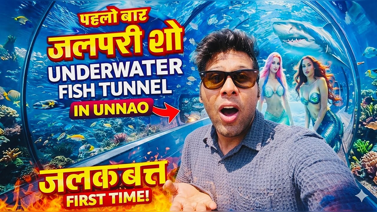पहली बार UNNAO में Underwater Fish Tunnel 😱 🐠Jalpari Show का जलवा! 🧜‍♀️