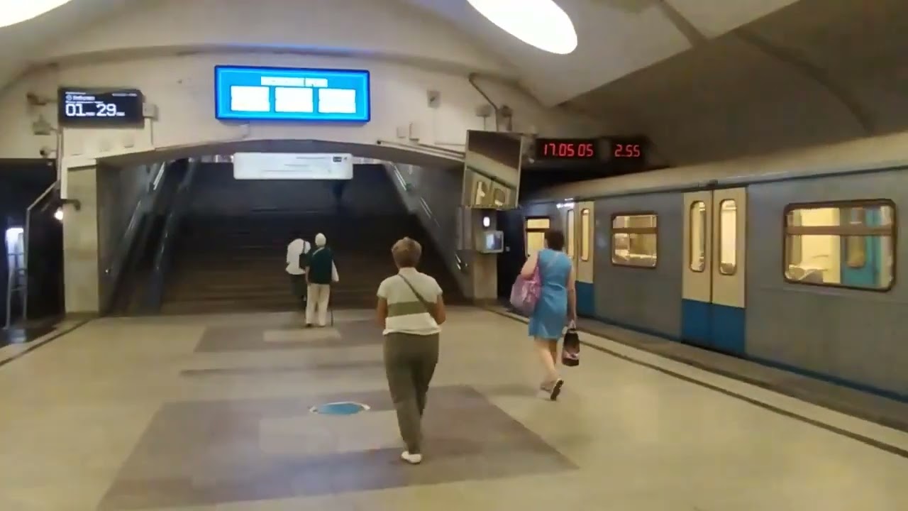 Metro station Altufyevo, Moscow, Gray Line - interior view, departure of the train Fragment 6