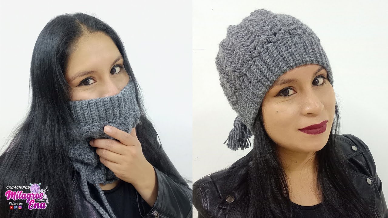 Como tejer el cuello N° 15 multiusos UNISEX a crochet en punto de 3 relieves paso a paso en TALLAS