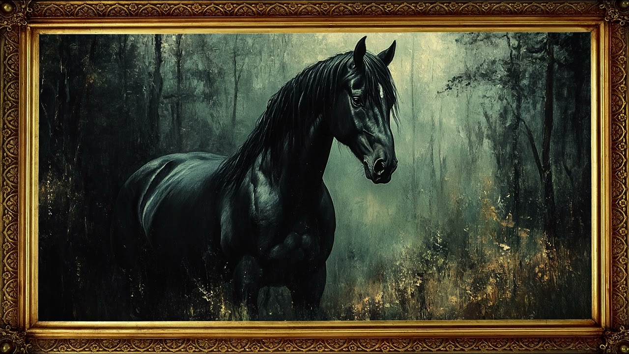 GRACE | Vintage TV Oil Art Horse Painting | Gold Frame TV Art | Art Screensaver for TV 2 hrs