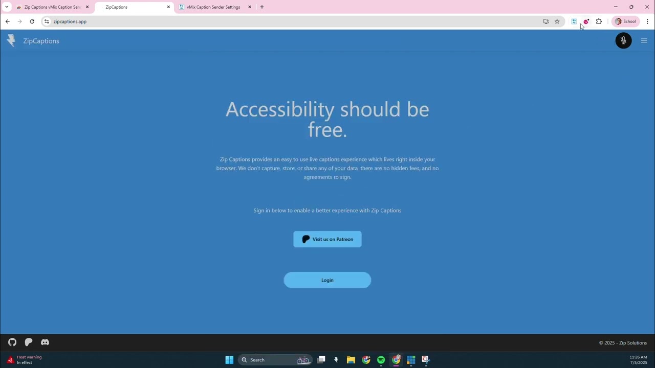 Zip Captions vMix Extension