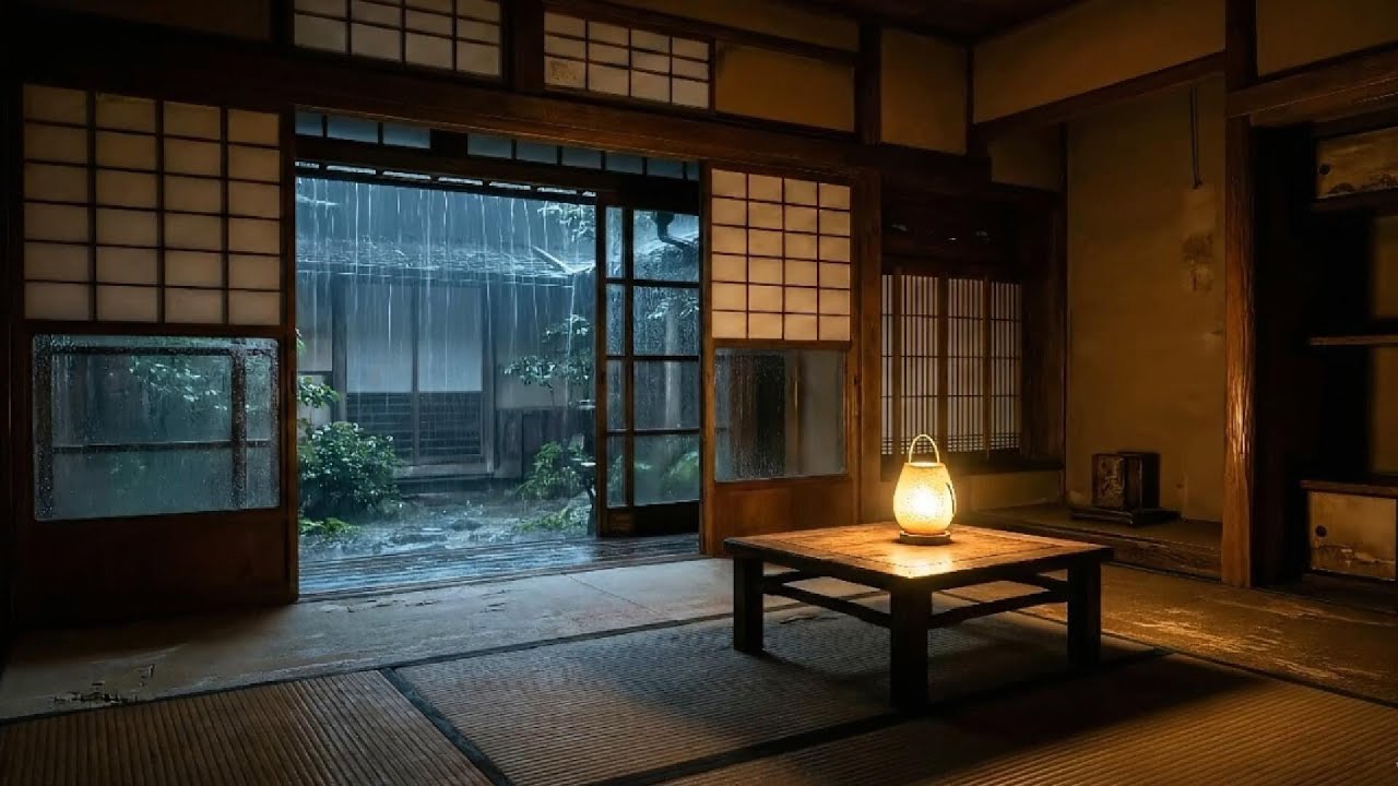 Heavy Rain Sounds for Sleeping (LIVE) – Cozy Japanese Room | No Music