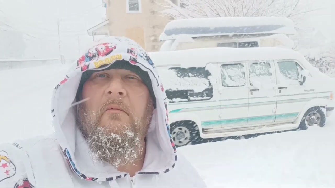 Boondocking in a major snow storm in Ct.. Some  good food... 14 inches of snow ??!!