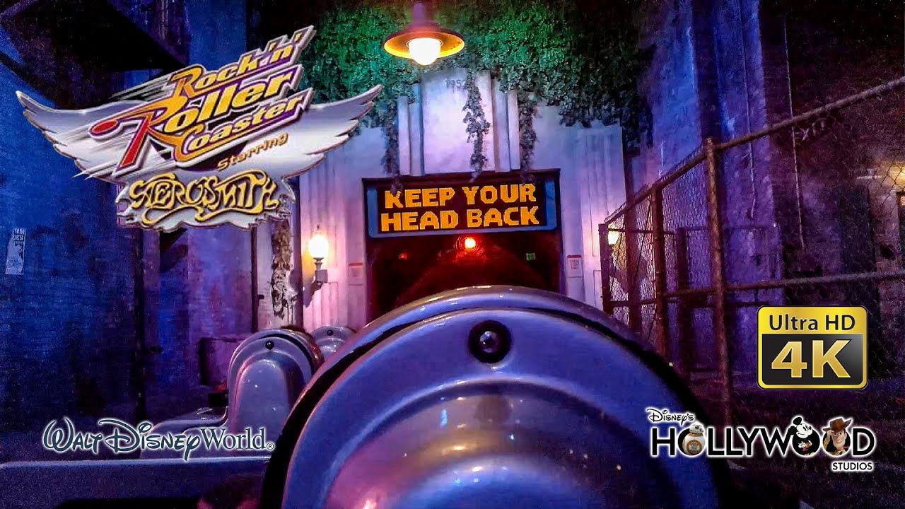 Rock n Roller Coaster On Ride, вид с низкой освещенностью, с очередью, Walt Disney World, 2021, 0...